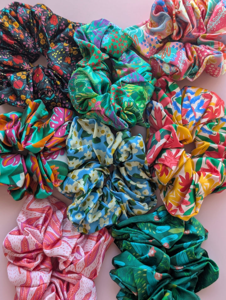 Rainbow twist silk scrunchie