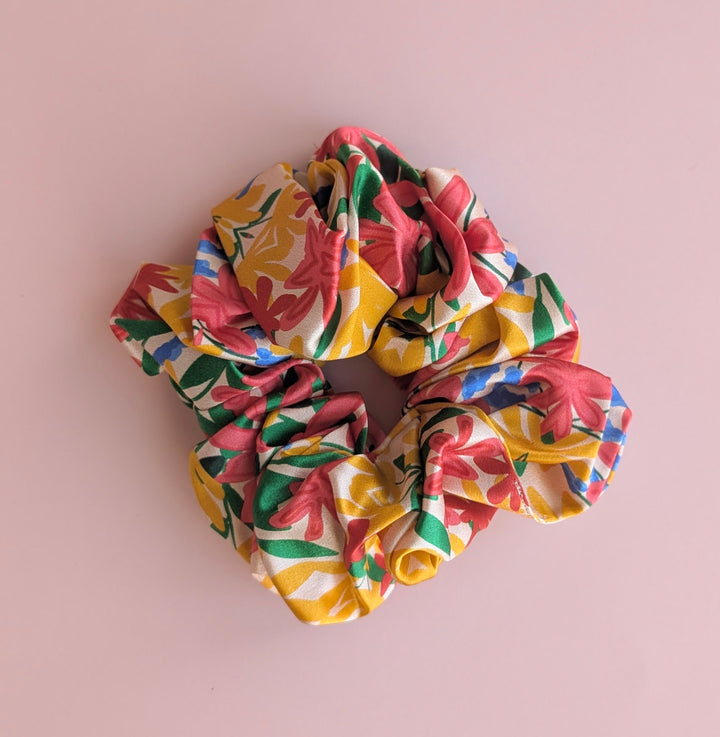 Rainbow twist silk scrunchie