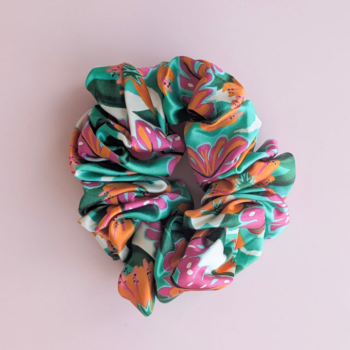 Vibrant mix silk scrunchie
