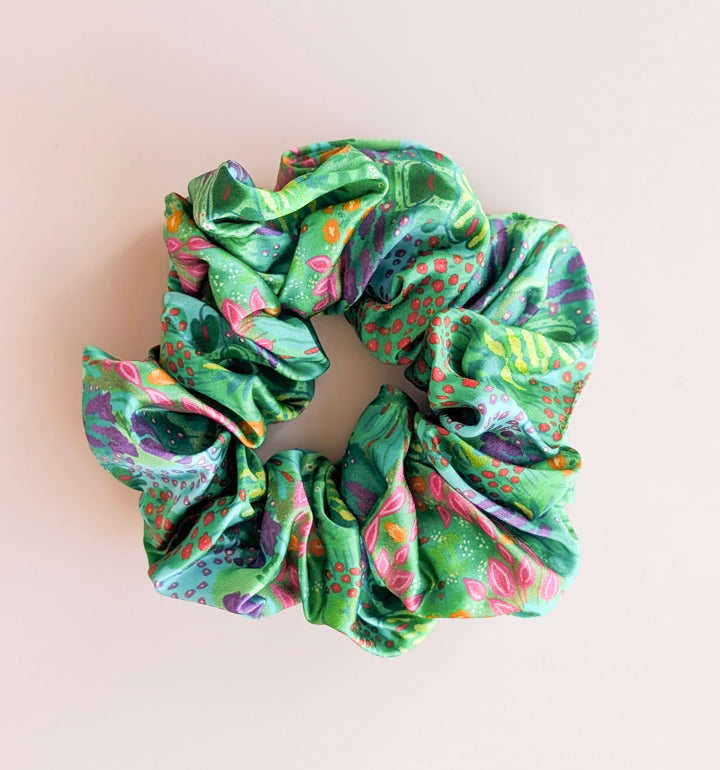 Minty mood silk scrunchie