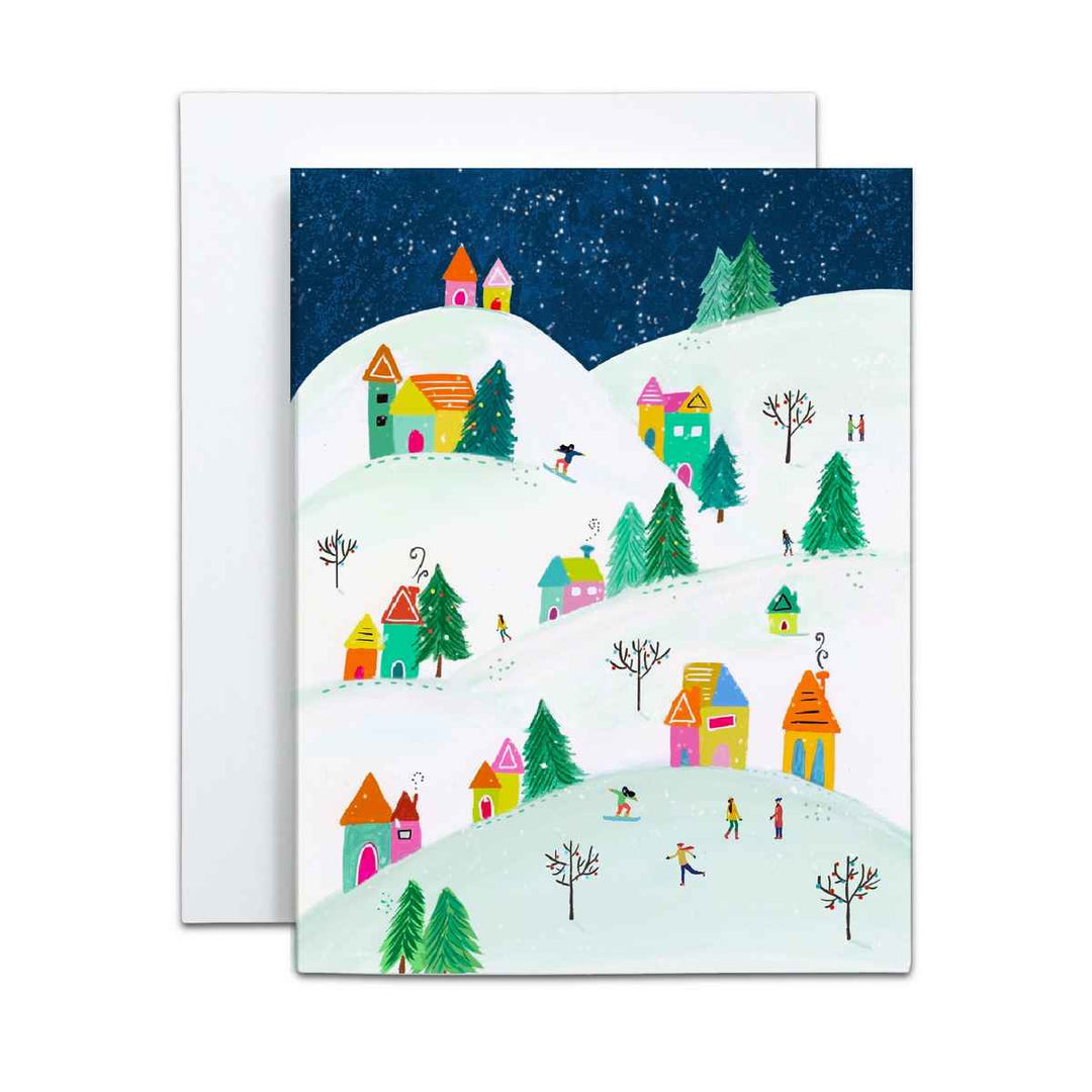 Winter village card