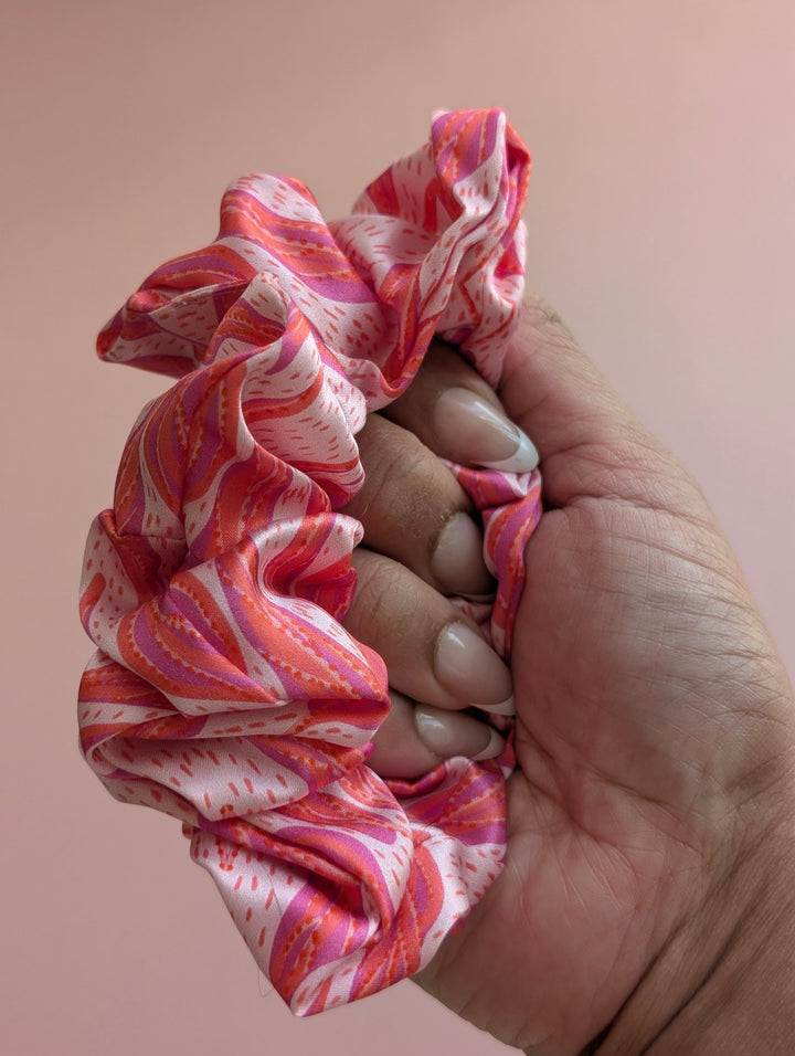 Blush Bloom silk scrunchie