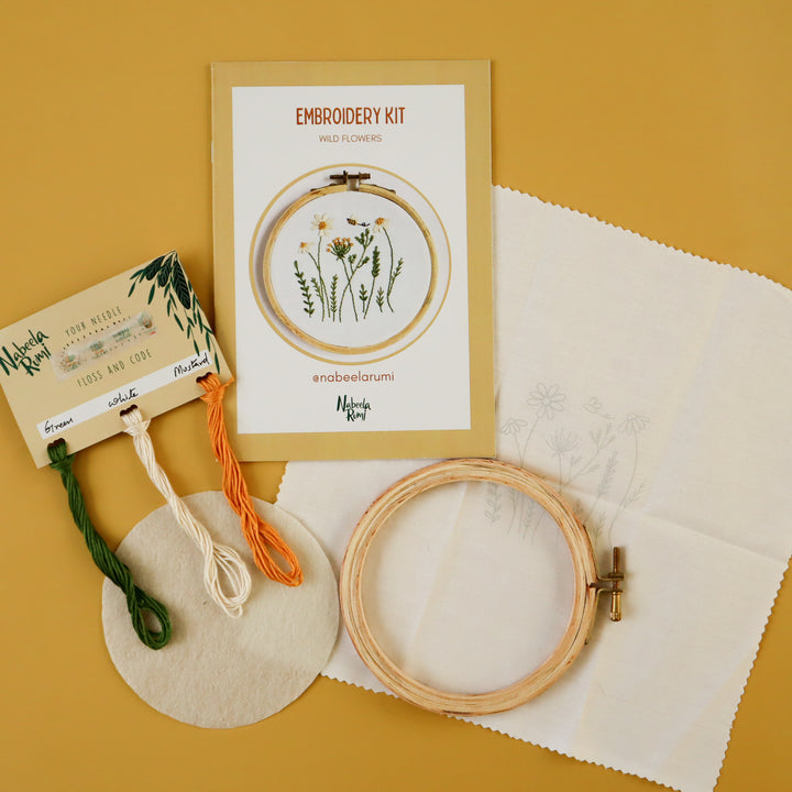 Wild Flowers (White)- Embroidery Kit
