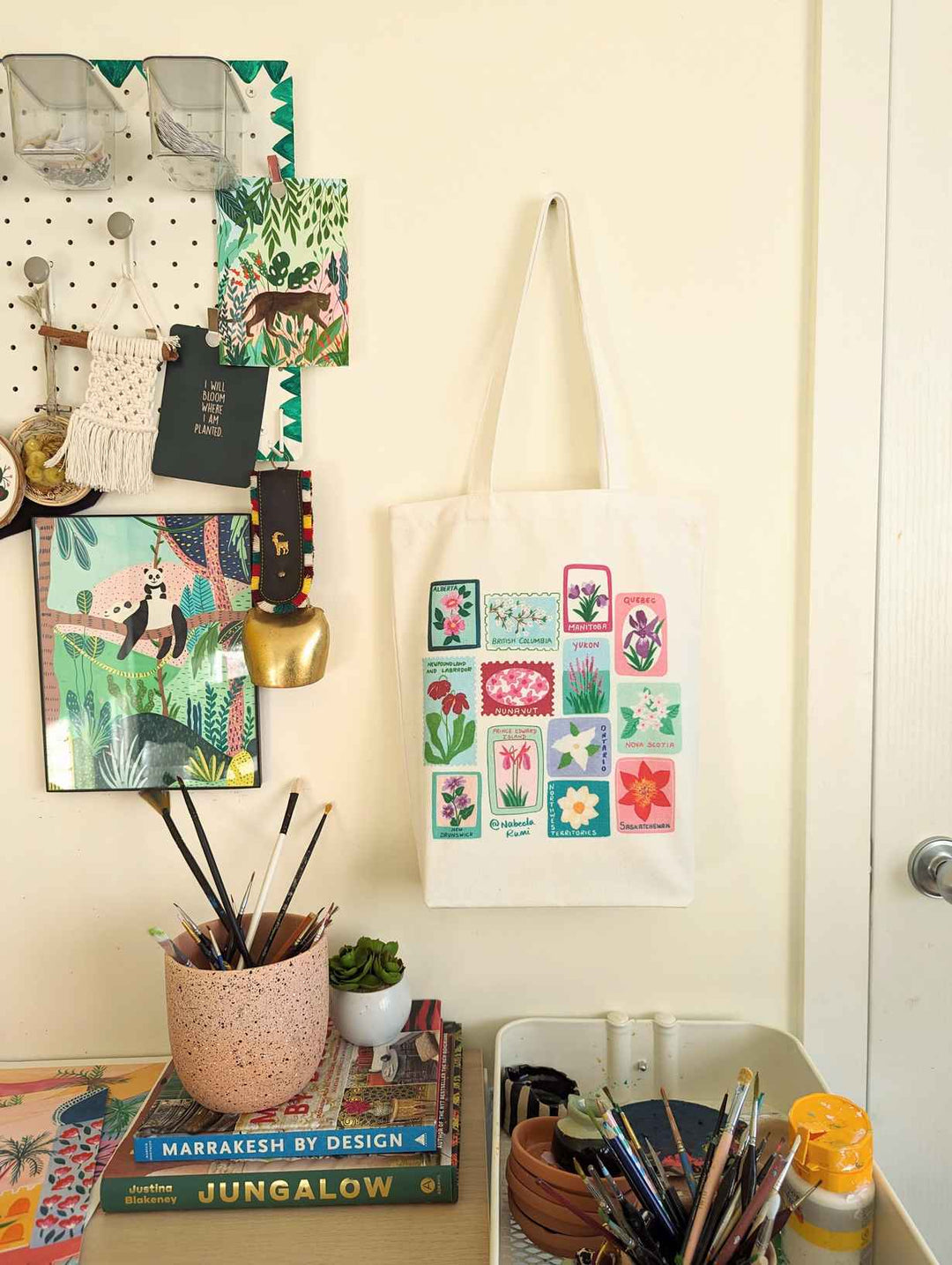 Canadian provincial flowers tote bag