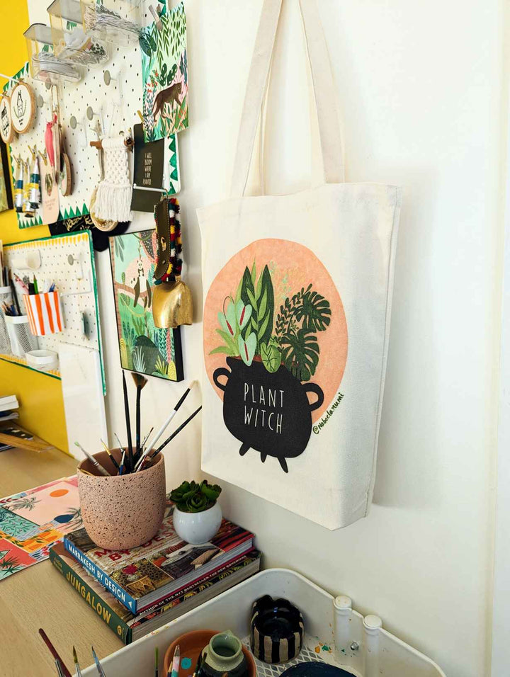 Plant witch tote bag