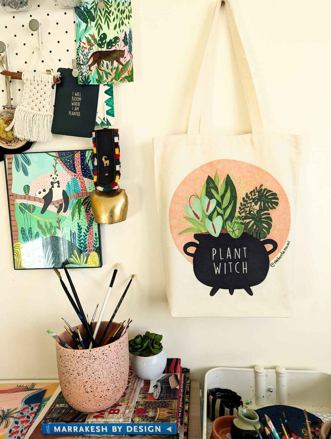Plant witch tote bag