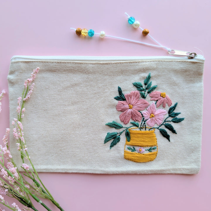 Pink Flowers Pouch Kit