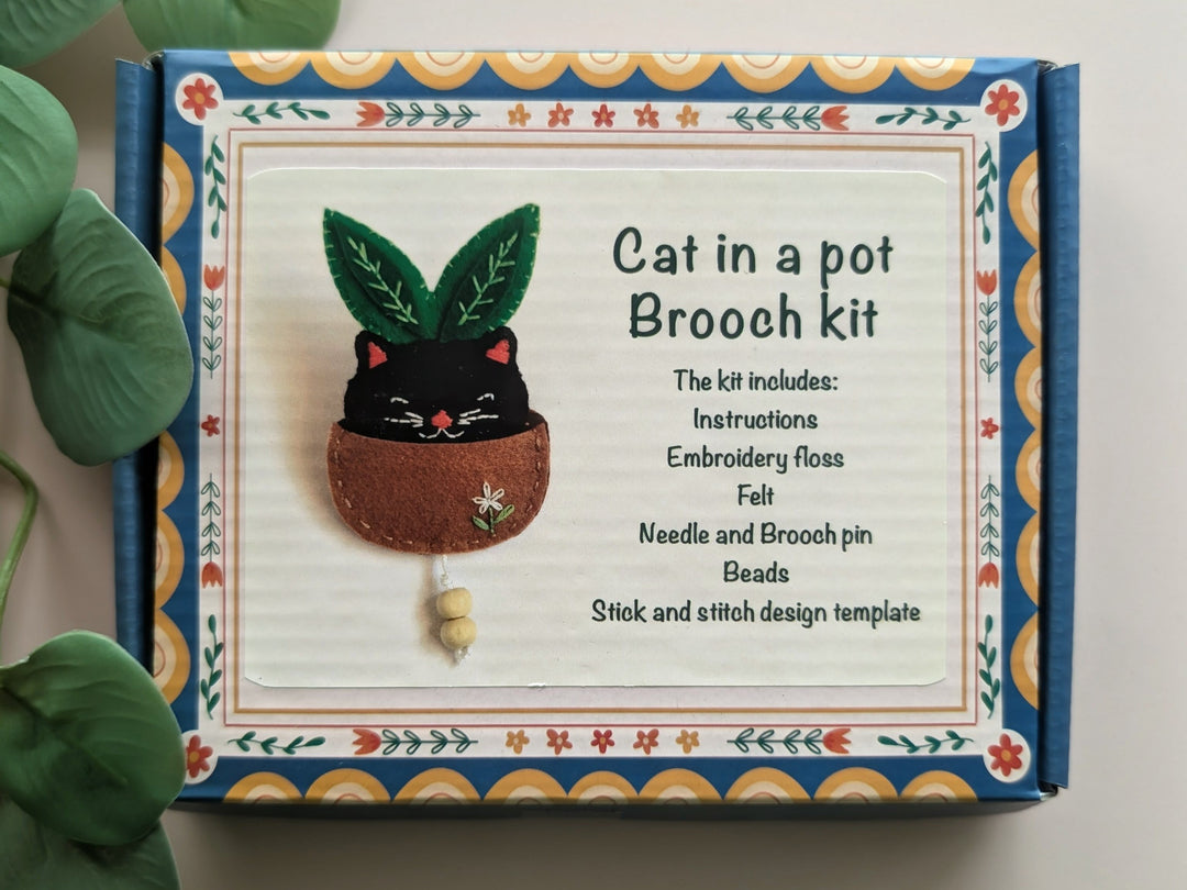 Cat in a pot Brooch Kit