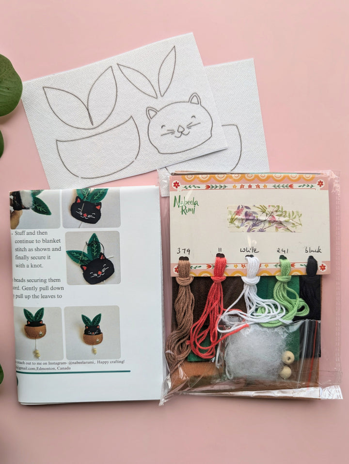 Cat in a pot Brooch Kit
