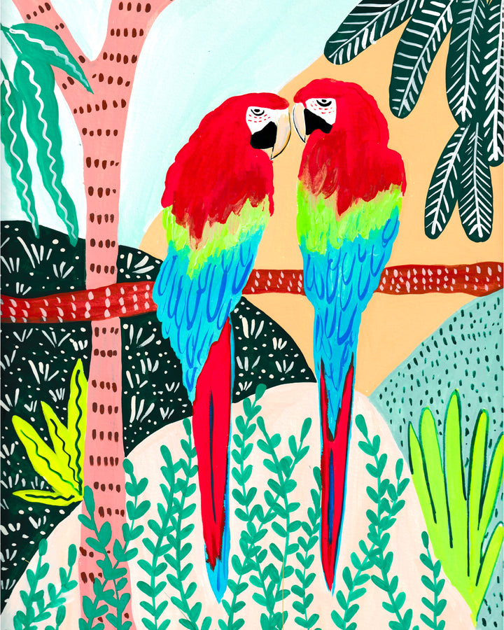 Love Birds- Scarlet Macaw