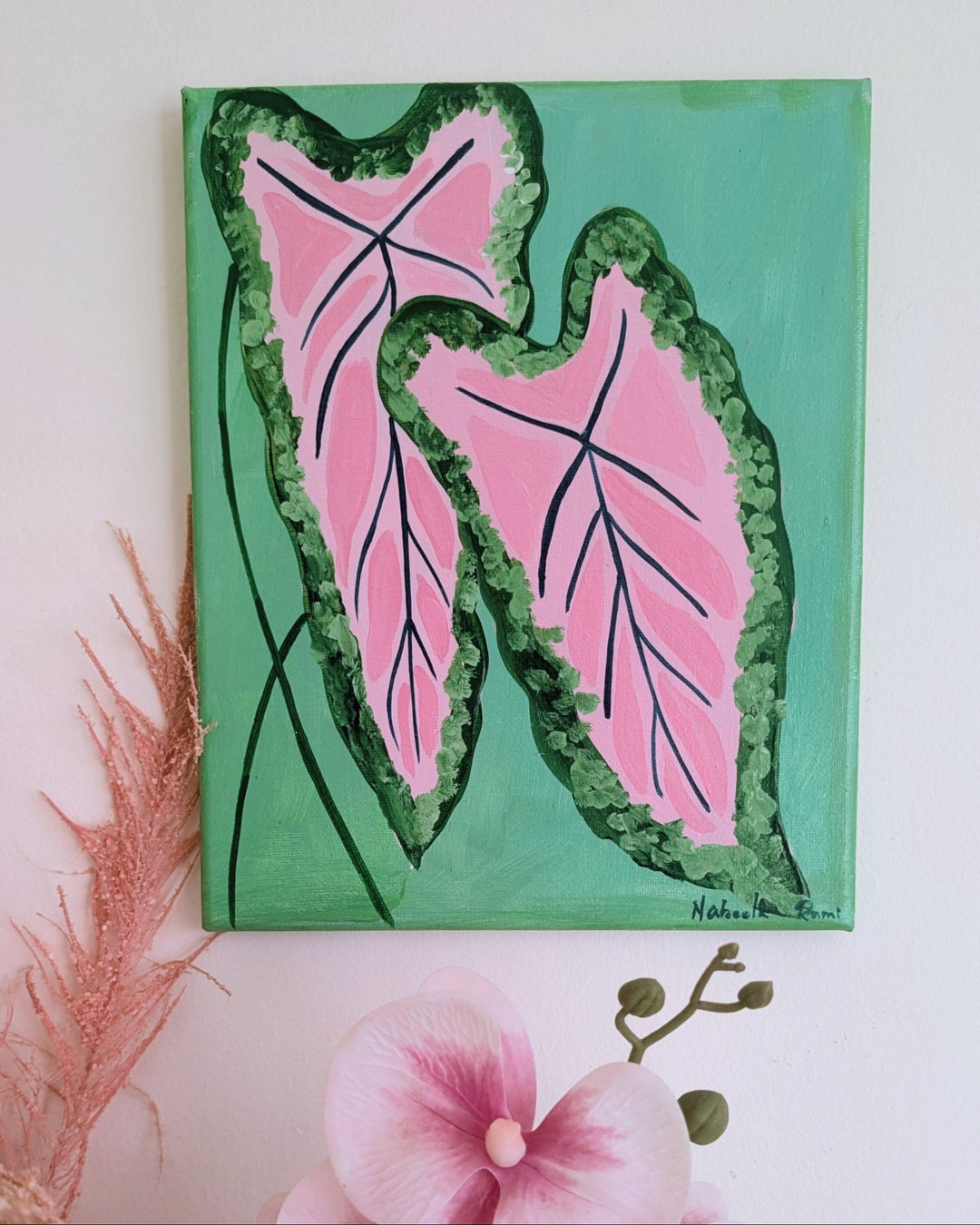Caladium Bicolor Plant Original Painting