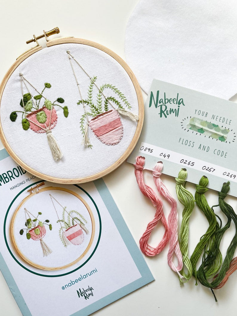 hanging plants embroidery Hanging plants – Nabeela Rumi