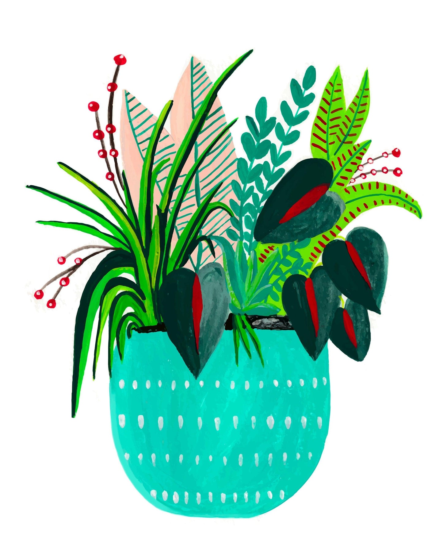 Assorted Potted Plants- Teal - Nabeela Rumi