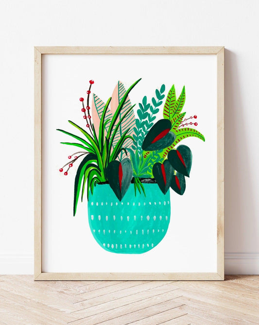 Assorted Potted Plants- Teal - Nabeela Rumi