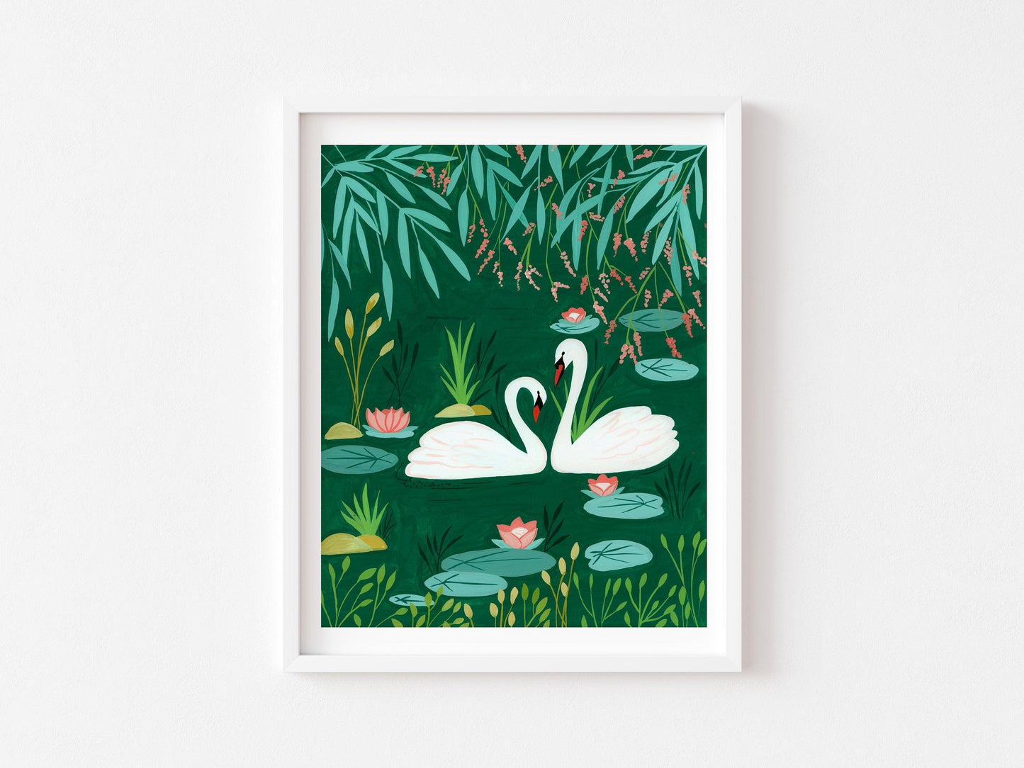 Twin swans in green pond - Nabeela Rumi